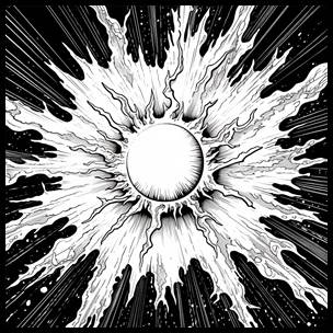 Illustration of an energy burst from the Chicken Filet Accelerator