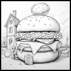 Illustration of a giant finished sandwich next to a house for scale